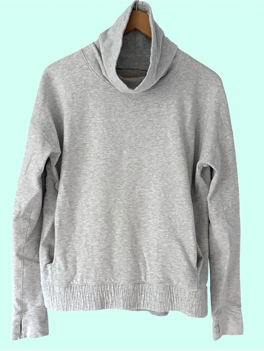 Lululemon Stress Less Gray Funnel Cowl Neck Sweatshirt Pullover